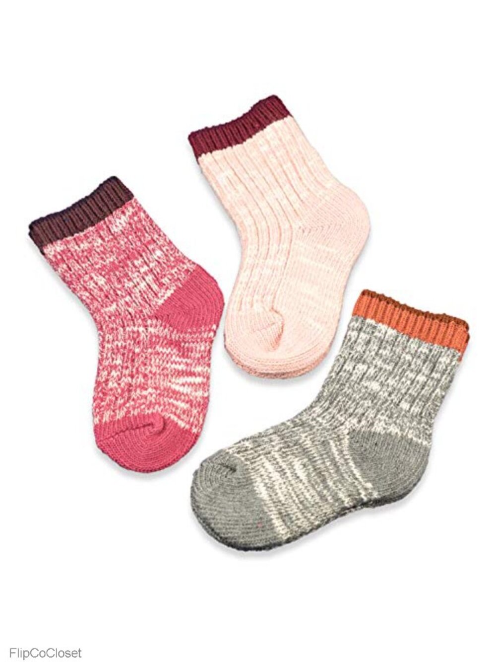 Toddler Thick Warm Seamless Chunky Knit Cotton Crew Socks 3 Pairs